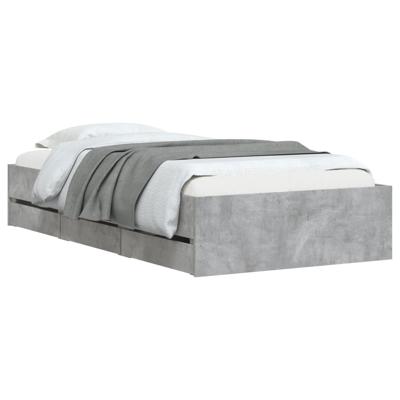 Bedframe met lades bewerkt hout betongrijs 120x190 cm