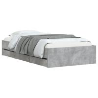 Bedframe met lades bewerkt hout betongrijs 90x190 cm - thumbnail