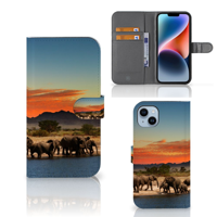 iPhone 15 Plus | Telefoonhoesje | Met pasjeshouder | Olifanten - thumbnail