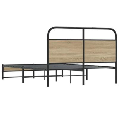 Bedframe zonder matras bewerkt hout gerookt eiken 140x190 cm Bedframe zonder matras bewerkt hout gerookt eiken 140x190 cm