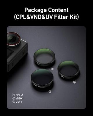 Telesin CPL + UV + VND filter kit voor DJI Osmo Action 6
