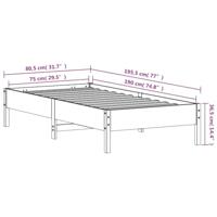 Bedframe massief grenenhout wasbruin 75x190 cm - thumbnail