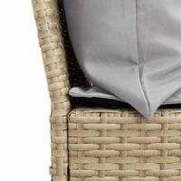 Tuinbank met kussens poly rattan beige - thumbnail