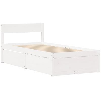 Bedframe zonder matras massief grenenhout wit 120x190 cm