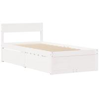 Bedframe zonder matras massief grenenhout wit 120x190 cm - thumbnail
