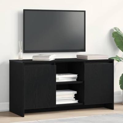 TV-kast Zwart Eiken 102 x 37,5 x 52,5 cm Bewerkt hout