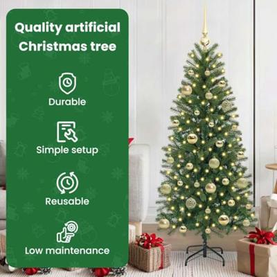 Kunstkerstboom met 150 LED met standaard Groen 150 cm PE en PVC