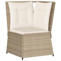 7-delige Loungeset met kussens poly rattan beige - thumbnail