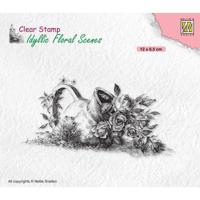 Nellie's Choice • idyllic floral scenes clear stempel vase with roses - thumbnail