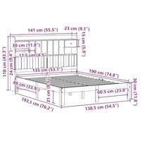 Bed met boekenkast zonder matras grenenhout wit 135x190 cm - thumbnail