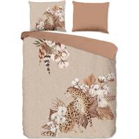 Good Morning Dekbedovertrek "tijger en bloemen" - Zand - (140x200/220 cm) - Katoen Flanel - thumbnail