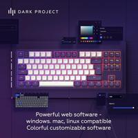 Dark Project Aluminium paars/wit (DE) [ISO] - Mechanisch gaming-toetsenbord, USB-bekabeld, meertalige keycaps, RGB, G3MS saffier, afdichtingshouder, ingevette stabilisatoren, half baluminium, TKL - thumbnail