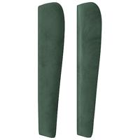 Hoofdbord met randen 83x23x118/128 cm fluweel donkergroen - thumbnail