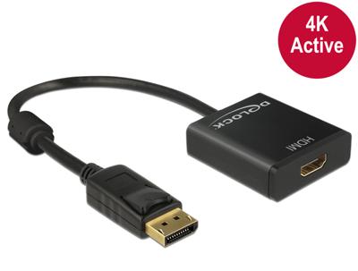 Delock DisplayPort / HDMI Adapterkabel DisplayPort-stekker, HDMI-A-bus 0.20 m Zwart 62607 Vergulde steekcontacten DisplayPort-kabel Delock DisplayPort / HDMI Adapterkabel DisplayPort-stekker, HDMI-A-bus 0.20 m Zwart 62607 Vergulde steekcontacten DisplayPort-kabel