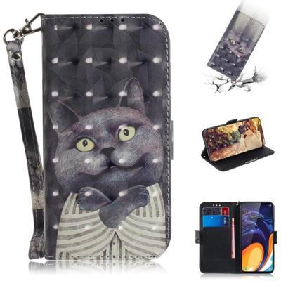 3D gekleurde tekening knuffel kat patroon horizontale Flip lederen case voor Galaxy A60 met houder & card slots & portemonnee 3D gekleurde tekening knuffel kat patroon horizontale Flip lederen case voor Galaxy A60 met houder & card slots & portemonnee
