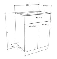 VCM Keukenkast of frontpaneel Esilo (keukenkast, Wit/antraciet, 2 Türen/ 1 Schublade) - thumbnail