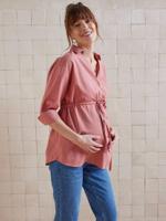 Vertbaudet linnen blouse voor zwangerschap en borstvoeding terracottategel - thumbnail