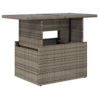 Tuintafel met glazen blad 100x55x73 cm poly rattan grijs - thumbnail