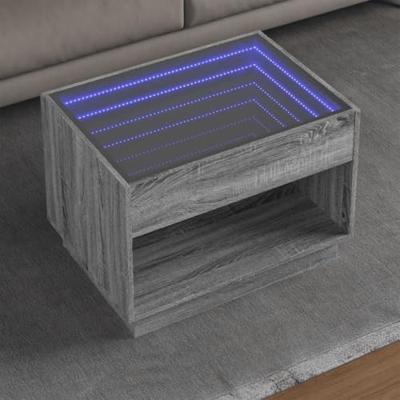 Salontafel met Infinity LED 70x50x50 cm grijs sonoma eikenkleur