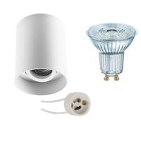Opbouwspot Set - LEDVANCE Parathom PAR16 930 36D - Pragmi Luxina Pro - GU10 Fitting - Dimbaar - Opbouw Rond - Mat Wit - 5.5W - Warm Wit 3000K - Verdiept - Kantelbaar - Ø90mm - thumbnail
