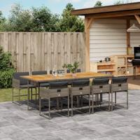 9-delige Tuinset met kussens poly rattan grijs - thumbnail