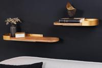 Moderne set van 2 wandplanken PURE NATURE 60cm goud mangohout massief metaal handgemaakt - 43501 - thumbnail