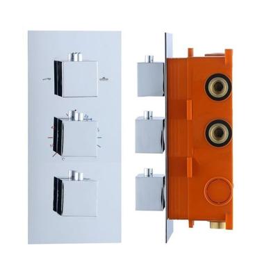 Best Design Inbouw Thermostaat Sano box 3 Weg 1/2 Vierkante Knoppen Chroom