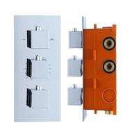Best Design Inbouw Thermostaat Sano box 3 Weg 1/2 Vierkante Knoppen Chroom - thumbnail