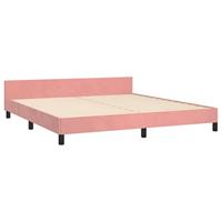 Bedframe met hoofdeinde fluweel roze 180x200 cm - thumbnail