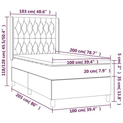 Boxspring met matras en LED stof blauw 100x200 cm