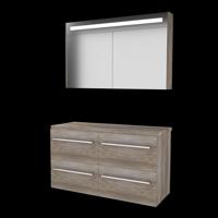 Basic-Line Premium 46 Badkamermeubelset - 120 x 46 cm - Met Grepen - 4 Lades - Wastafelblad - Spiegelkast met LED Verlichting - Scotch Oak - thumbnail