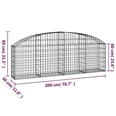VidaXL Schanskorf gewelfd 200x30x60/80 cm gegalvaniseerd ijzer VidaXL Schanskorf gewelfd 200x30x60/80 cm gegalvaniseerd ijzer