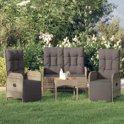 3-delige Tuinset met kussens poly rattan grijs 3-delige Tuinset met kussens poly rattan grijs