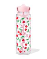 HEMA Waterfles 1150ml met rietje kersen - thumbnail