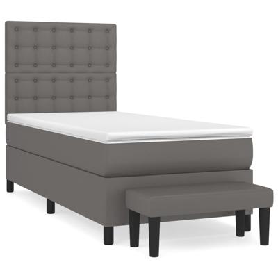 Boxspring met matras kunstleer grijs 160x200 cm - thumbnail