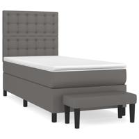Boxspring met matras kunstleer grijs 120x190 cm - thumbnail