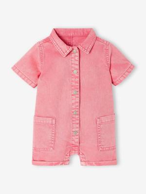 Twill romper voor baby's snoepjesroze