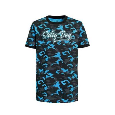 WE Fashion Salty Dog T-shirt met camouflageprint blauw/zwart/antraciet