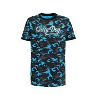 WE Fashion Salty Dog T-shirt met camouflageprint blauw/zwart/antraciet - thumbnail