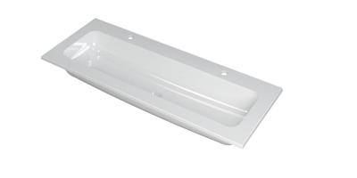 INK Wastafel Faktor polystone centraal met 2 kraangaten 120 cm x 45 cm x 1,5 cm Glans wit 3407022