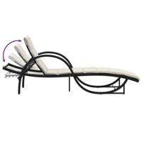 Ligbed met kussen 60x199x42 cm poly rattan zwart - thumbnail