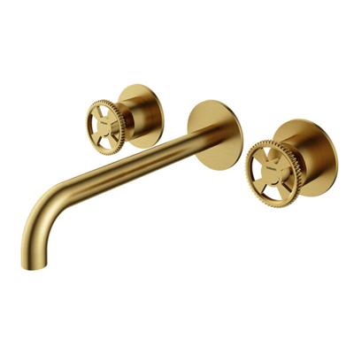 Wastafelmengkraan Hotbath Cobber @Work Inbouw 25 cm 3 Gats Geborsteld Messing PVD (excl. inbouwdeel)