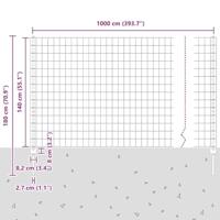 VidaXL Hek met paal groen 1,4 x 10 m staal en pvc - thumbnail