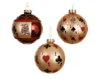 Decoris kerstbal glas kaarten d8cm - assortiment - thumbnail