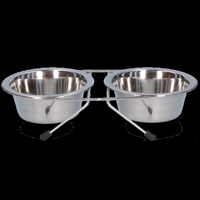 Voer en drinkbak RVS met standaard 350ml Ø 13cm - thumbnail