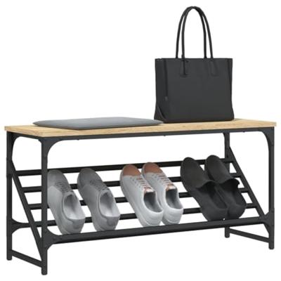 Schoenenrek 90x30x45 cm bewerkt hout sonoma eikenkleurig Schoenenrek 90x30x45 cm bewerkt hout sonoma eikenkleurig