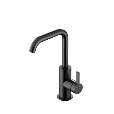 Hotbath Wastafelmengkraan Ace Met Draaibare Uitloop Gebogen 24 cm Gepolijst Zwart PVD
