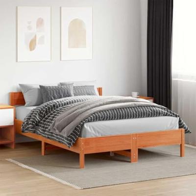 Bedframe zonder matras massief grenenhout wasbruin 140x200 cm