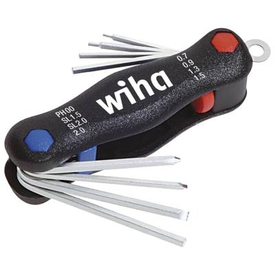 Wiha Plat, Kruiskop Phillips, Inbus Haakse schroevendraaierset 0.7 mm, 0.9 mm, 1.3 mm, 1.5 mm, 2 mm PH 00 8-delig Wiha Plat, Kruiskop Phillips, Inbus Haakse schroevendraaierset 0.7 mm, 0.9 mm, 1.3 mm, 1.5 mm, 2 mm PH 00 8-delig