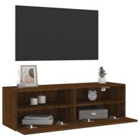 Tv-wandmeubel 100x30x30 cm bewerkt hout bruin eikenkleur - thumbnail